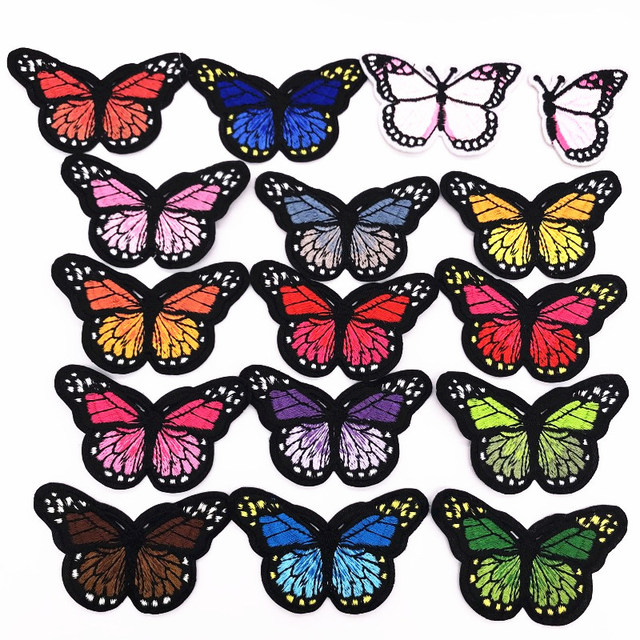 16pcs/lot Mix 16 Colors Iron on Patches Butterfly Stickers for Clothes DIY  Appliques Clothes Patches